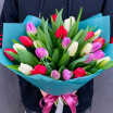 Весеннее цветение - букет из разноцветных тюльпанов 2